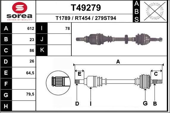 EAI T49279 - Albero motore / Semiasse autozon.pro