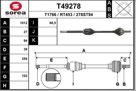 EAI T49278 - Albero motore / Semiasse autozon.pro