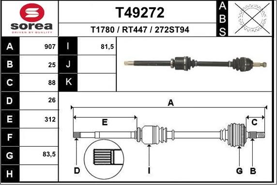 EAI T49272 - Albero motore / Semiasse autozon.pro