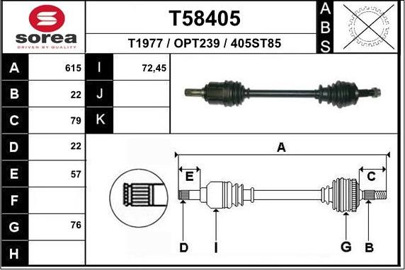 EAI T58405 - Albero motore / Semiasse autozon.pro