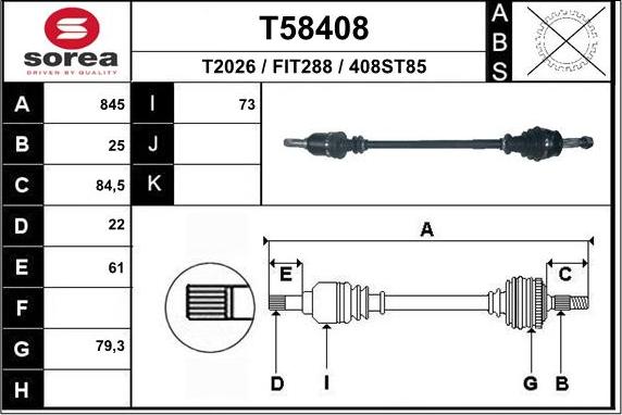 EAI T58408 - Albero motore / Semiasse autozon.pro