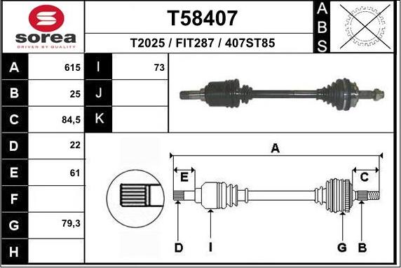 EAI T58407 - Albero motore / Semiasse autozon.pro