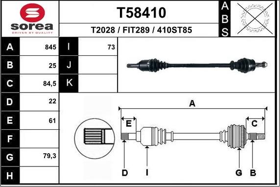 EAI T58410 - Albero motore / Semiasse autozon.pro