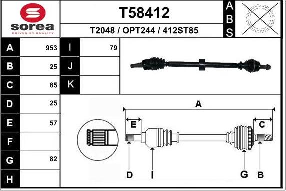 EAI T58412 - Albero motore / Semiasse autozon.pro