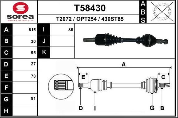 EAI T58430 - Albero motore / Semiasse autozon.pro