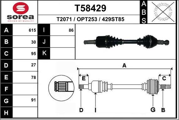 EAI T58429 - Albero motore / Semiasse autozon.pro