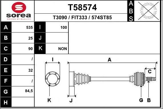 EAI T58574 - Albero motore / Semiasse autozon.pro