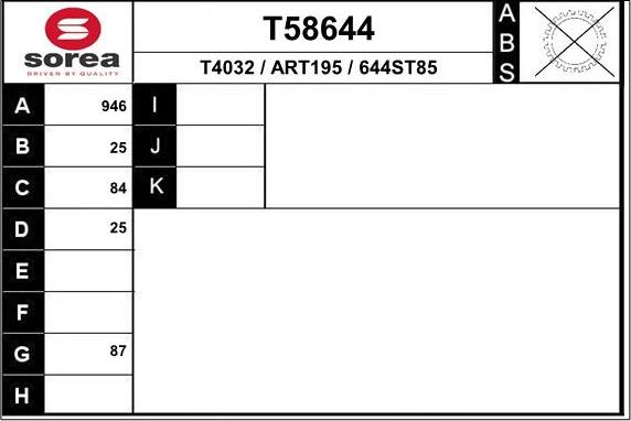 EAI T58644 - Albero motore / Semiasse autozon.pro