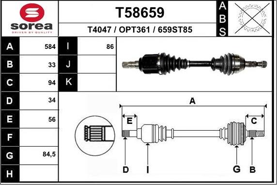 EAI T58659 - Albero motore / Semiasse autozon.pro