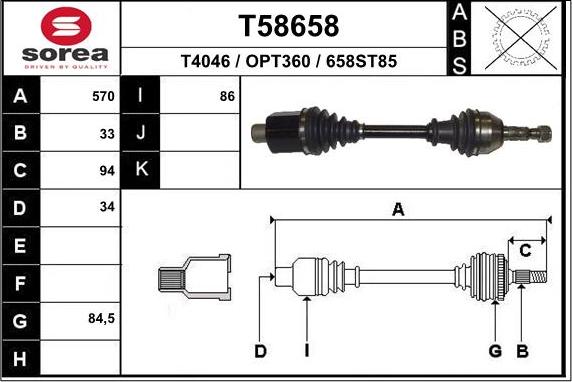 EAI T58658 - Albero motore / Semiasse autozon.pro