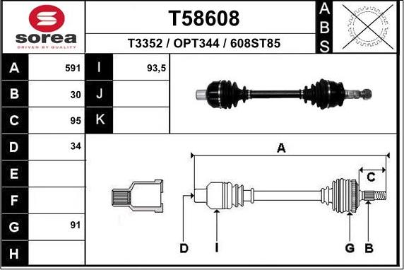 EAI T58608 - Albero motore / Semiasse autozon.pro