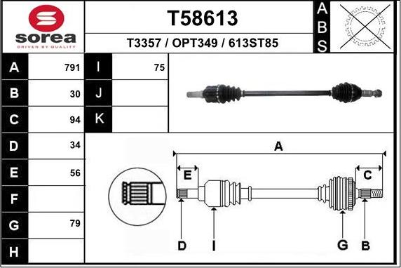 EAI T58613 - Albero motore / Semiasse autozon.pro