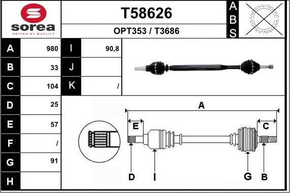 EAI T58626 - Albero motore / Semiasse autozon.pro