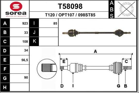 EAI T58098 - Albero motore / Semiasse autozon.pro