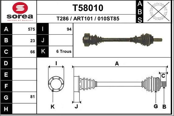 EAI T58010 - Albero motore / Semiasse autozon.pro