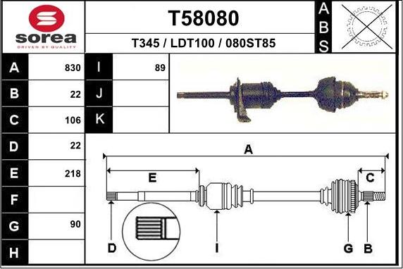 EAI T58080 - Albero motore / Semiasse autozon.pro