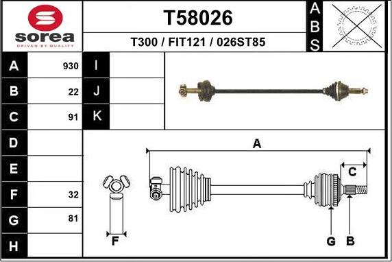 EAI T58026 - Albero motore / Semiasse autozon.pro