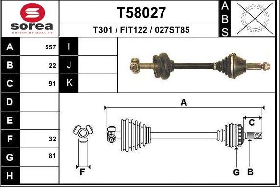 EAI T58027 - Albero motore / Semiasse autozon.pro