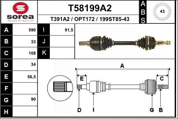 EAI T58199A2 - Albero motore / Semiasse autozon.pro