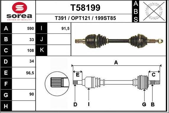 EAI T58199 - Albero motore / Semiasse autozon.pro