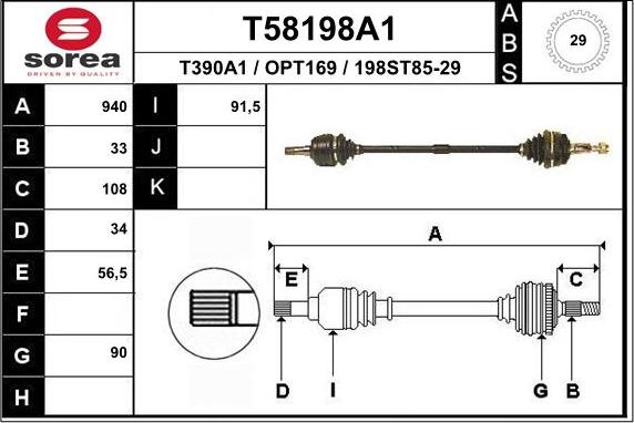 EAI T58198A1 - Albero motore / Semiasse autozon.pro