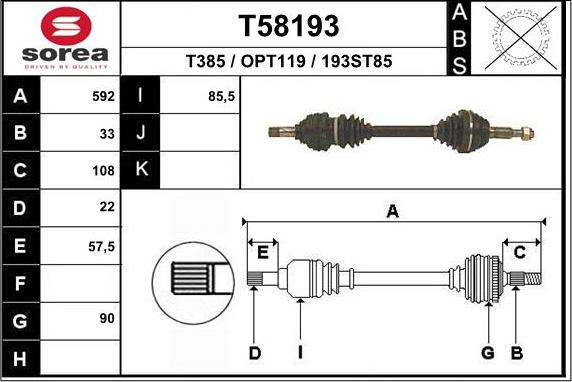 EAI T58193 - Albero motore / Semiasse autozon.pro