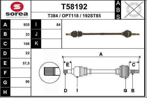 EAI T58192 - Albero motore / Semiasse autozon.pro