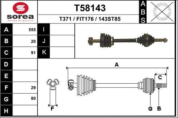 EAI T58143 - Albero motore / Semiasse autozon.pro