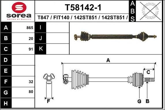 EAI T58142-1 - Albero motore / Semiasse autozon.pro