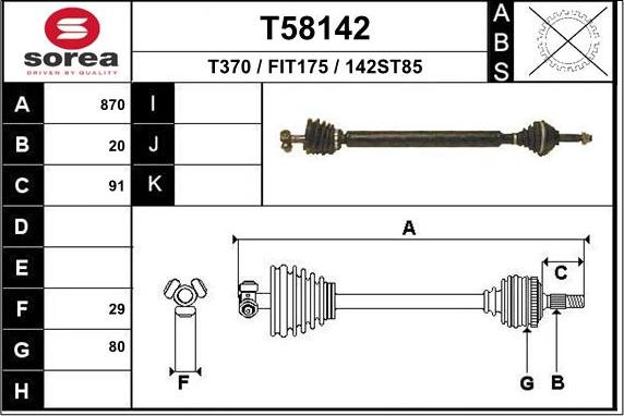 EAI T58142 - Albero motore / Semiasse autozon.pro