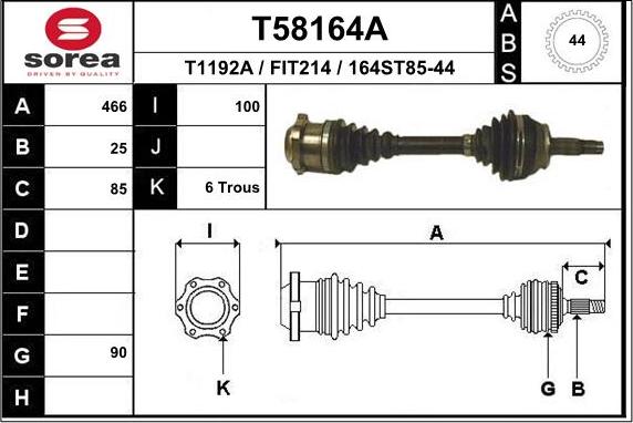 EAI T58164A - Albero motore / Semiasse autozon.pro