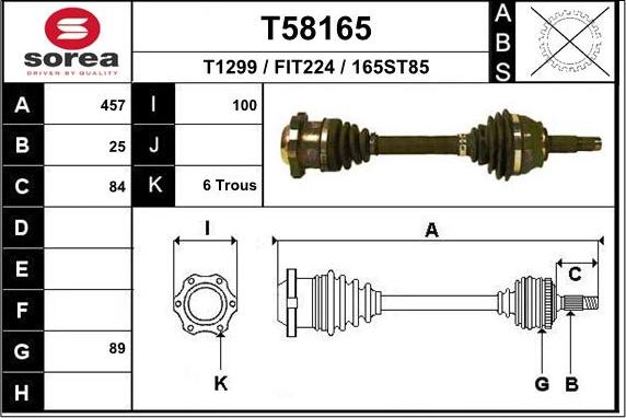 EAI T58165 - Albero motore / Semiasse autozon.pro