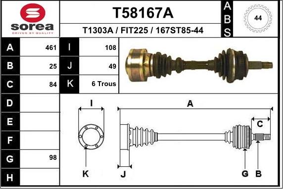 EAI T58167A - Albero motore / Semiasse autozon.pro