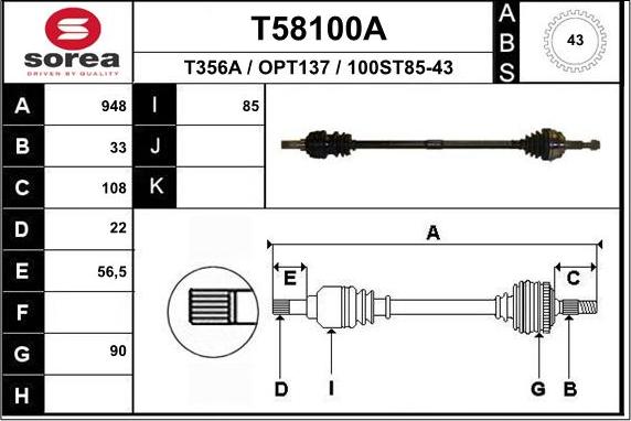 EAI T58100A - Albero motore / Semiasse autozon.pro