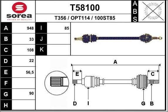 EAI T58100 - Albero motore / Semiasse autozon.pro