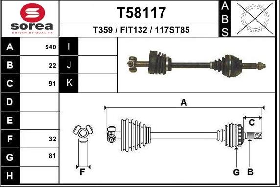 EAI T58117 - Albero motore / Semiasse autozon.pro