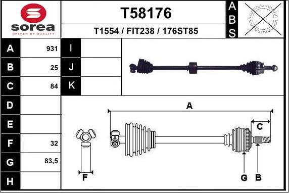 EAI T58176 - Albero motore / Semiasse autozon.pro