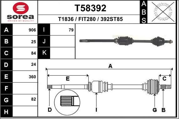 EAI T58392 - Albero motore / Semiasse autozon.pro