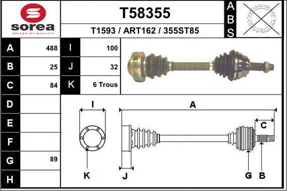 EAI T58355 - Albero motore / Semiasse autozon.pro