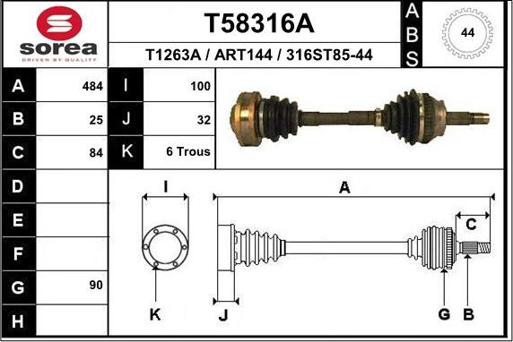 EAI T58316A - Albero motore / Semiasse autozon.pro