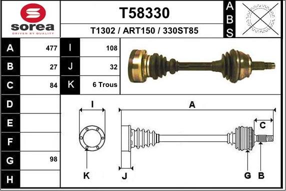 EAI T58330 - Albero motore / Semiasse autozon.pro