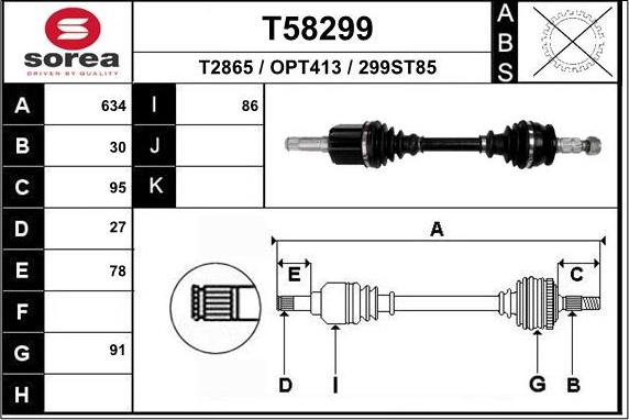 EAI T58299 - Albero motore / Semiasse autozon.pro