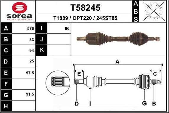 EAI T58245 - Albero motore / Semiasse autozon.pro