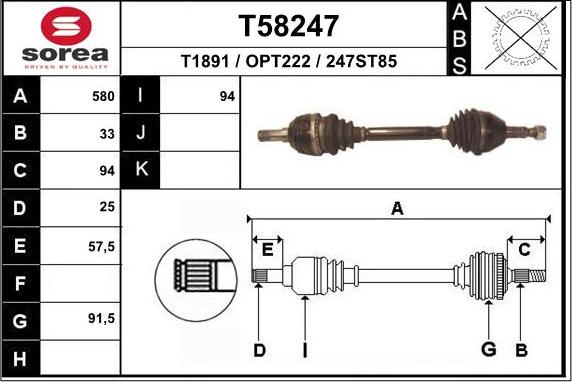 EAI T58247 - Albero motore / Semiasse autozon.pro