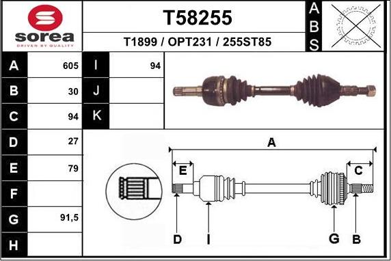 EAI T58255 - Albero motore / Semiasse autozon.pro