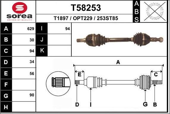 EAI T58253 - Albero motore / Semiasse autozon.pro