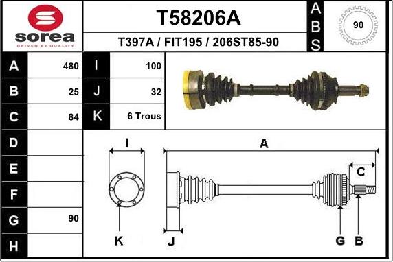 EAI T58206A - Albero motore / Semiasse autozon.pro