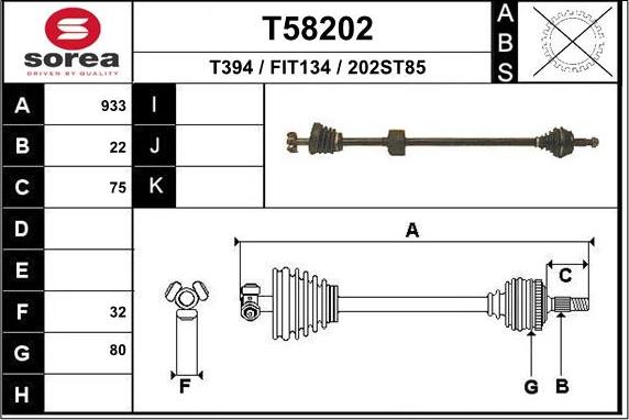 EAI T58202 - Albero motore / Semiasse autozon.pro