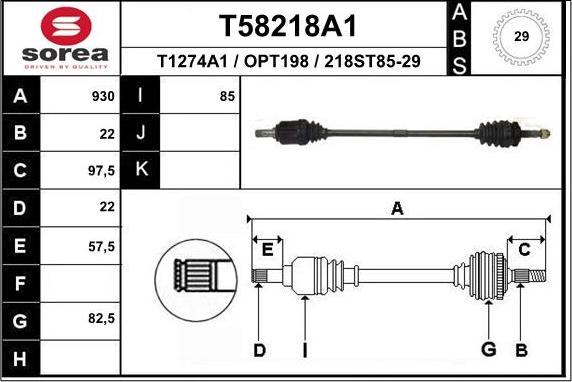 EAI T58218A1 - Albero motore / Semiasse autozon.pro