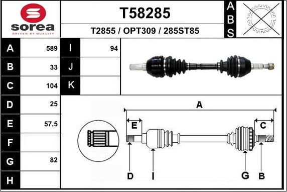 EAI T58285 - Albero motore / Semiasse autozon.pro